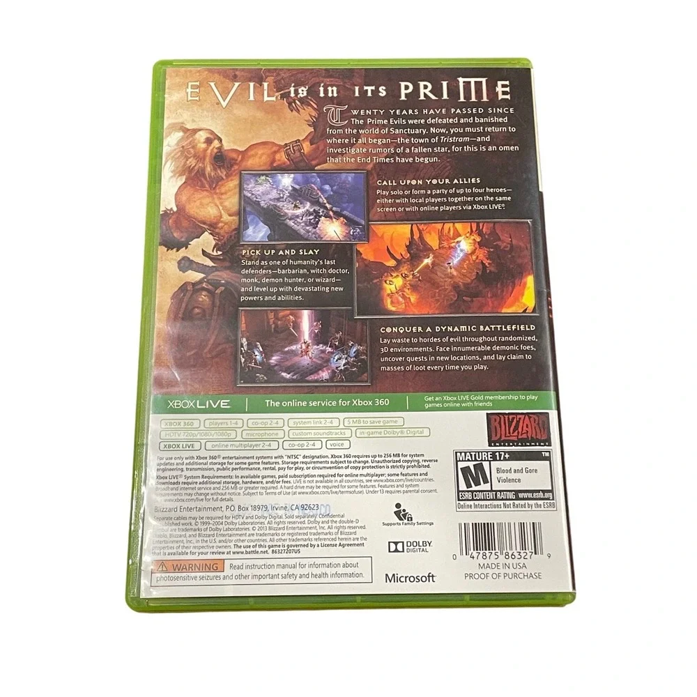 Diablo III 3 Xbox 360 Blizzard Entertainment Action RPG Video Game CIB NTSC